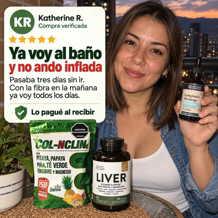 Combo Detox: Fibra COL-NCLIN + Liver + Drenaje Linfático de regalo