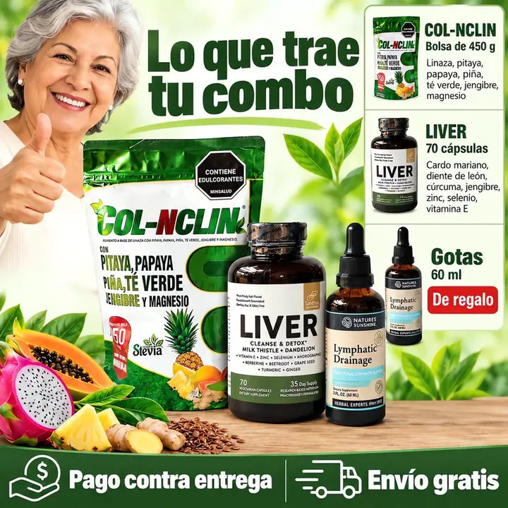 Combo Detox: Fibra COL-NCLIN + Liver + Drenaje Linfático de regalo